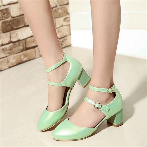 mint green low heel shoes.